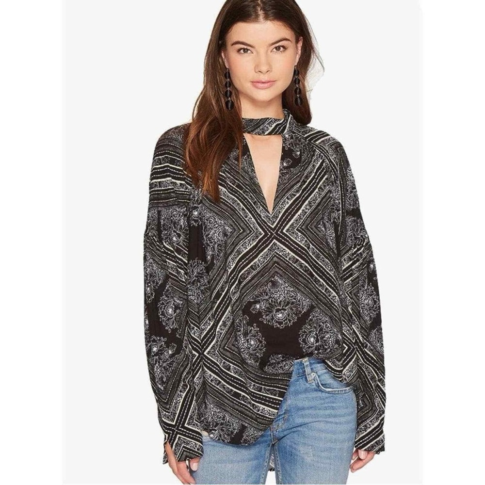 NWT Free People Black Walking On A Dream Tunic Top XS